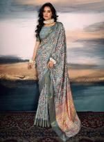 Cotton Silk Grey Traditional Wear Printed Saree